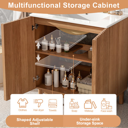Traditional Wood Bathroom Vanity - 29.9" Storage