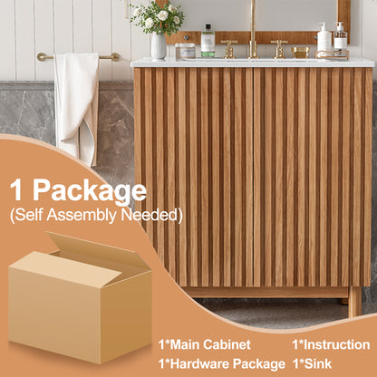 Traditional Wood Bathroom Vanity - 29.9" Storage