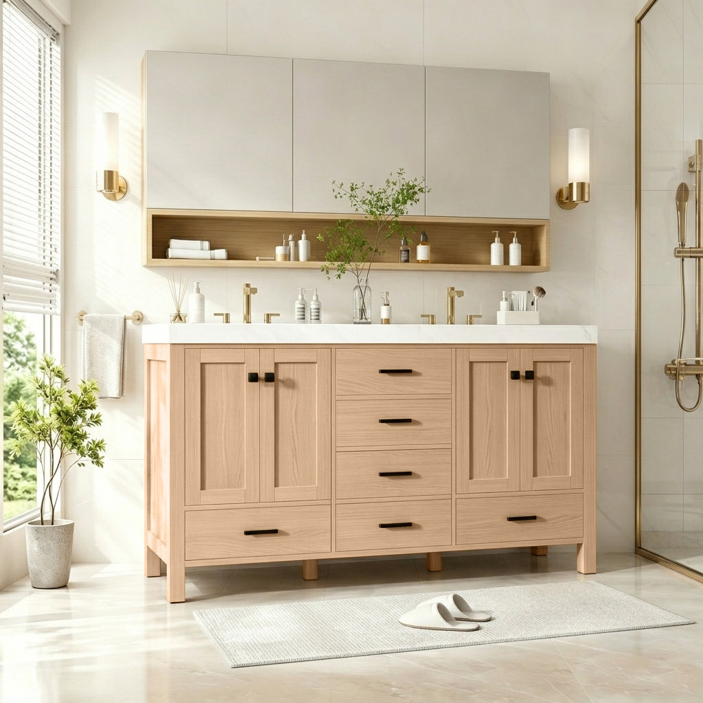 59.3" Wood Bathroom Vanity with Storage