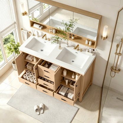 59.3" Wood Bathroom Vanity with Storage