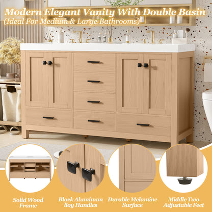 59.3" Wood Bathroom Vanity with Storage