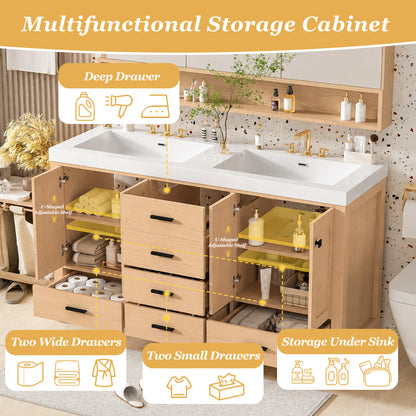 59.3" Wood Bathroom Vanity with Storage