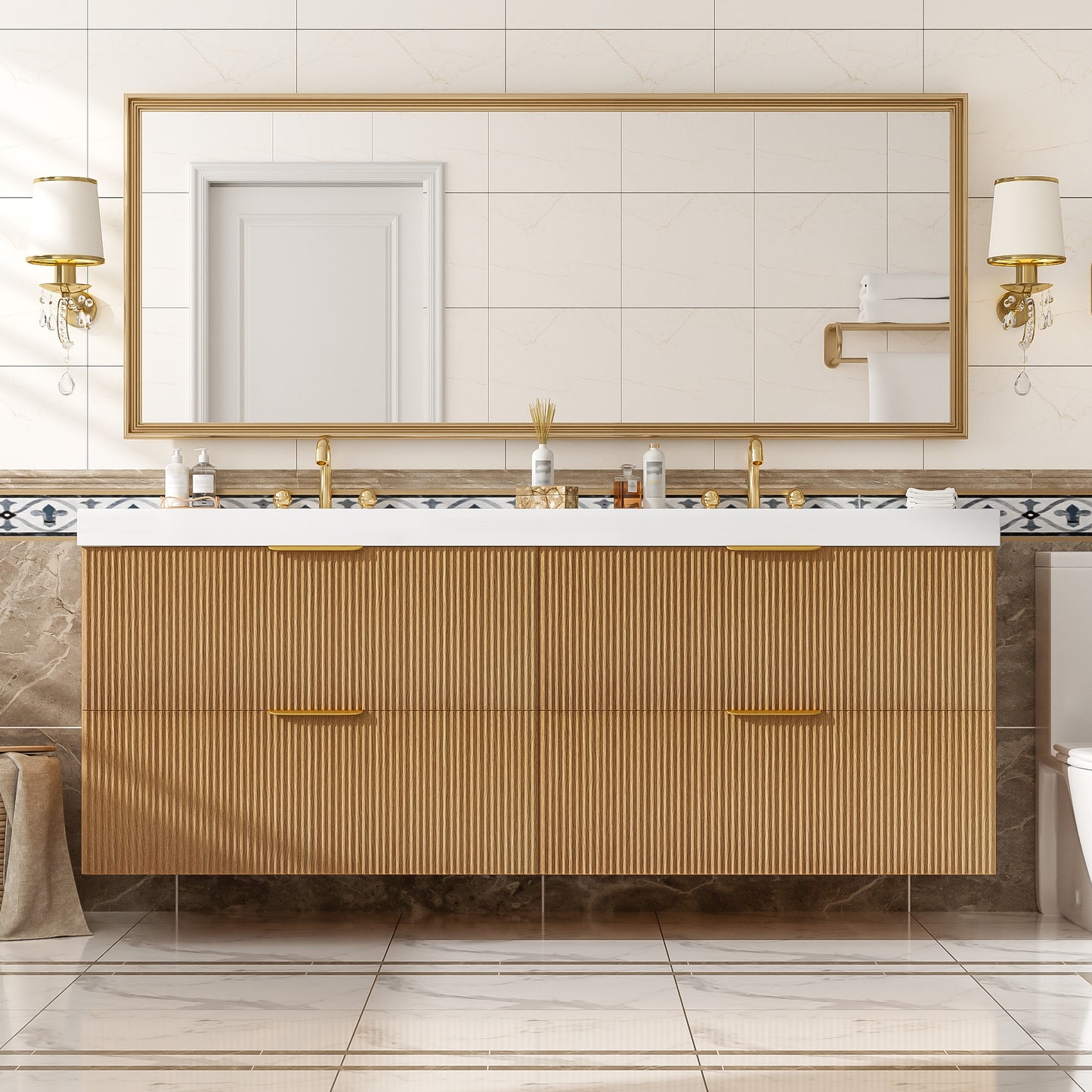 59.3 Inch Wood Bathroom Vanity with Double Sink