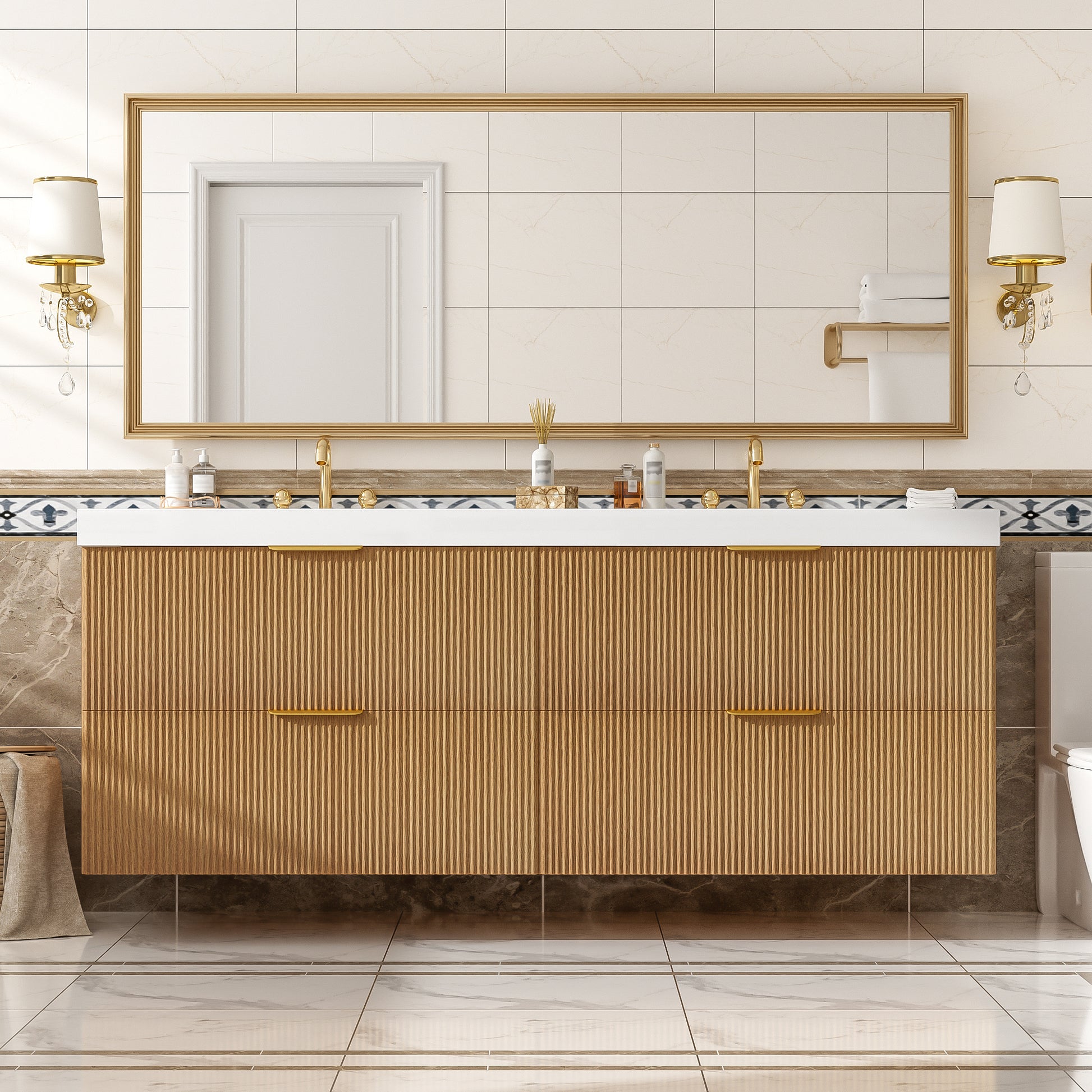 59.3 Inch Wood Bathroom Vanity with Double Sink