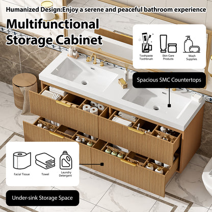 59.3 Inch Wood Bathroom Vanity with Double Sink