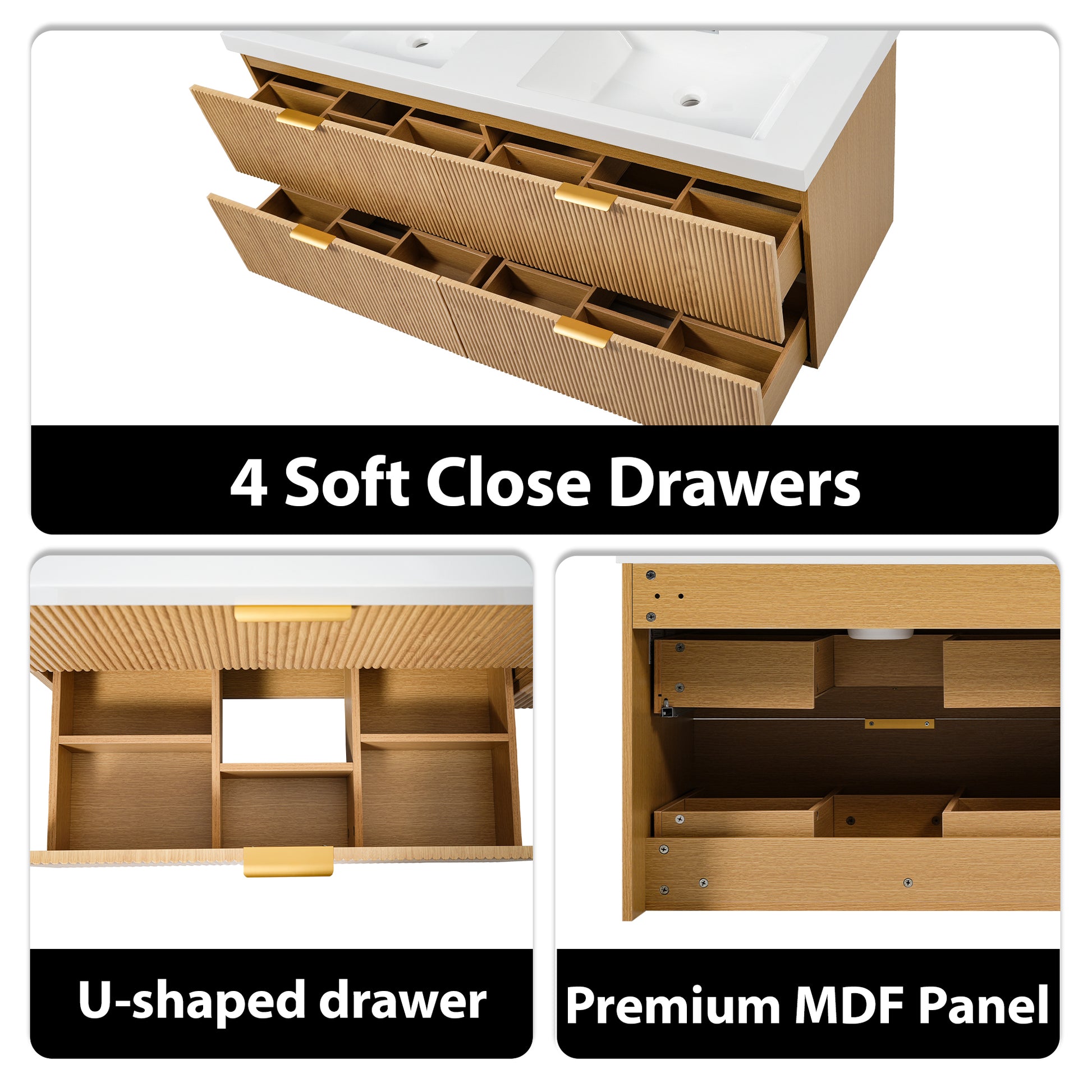 59.3 Inch Wood Bathroom Vanity with Double Sink