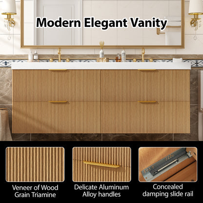 59.3 Inch Wood Bathroom Vanity with Double Sink