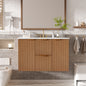 [Video]36 Inch Single Sink Bathroom Vanity with ceramic Top, MDF Cabinet, Soft Close Doors, Divided Drawers, Wall-Mounted Modern Storage Vanity