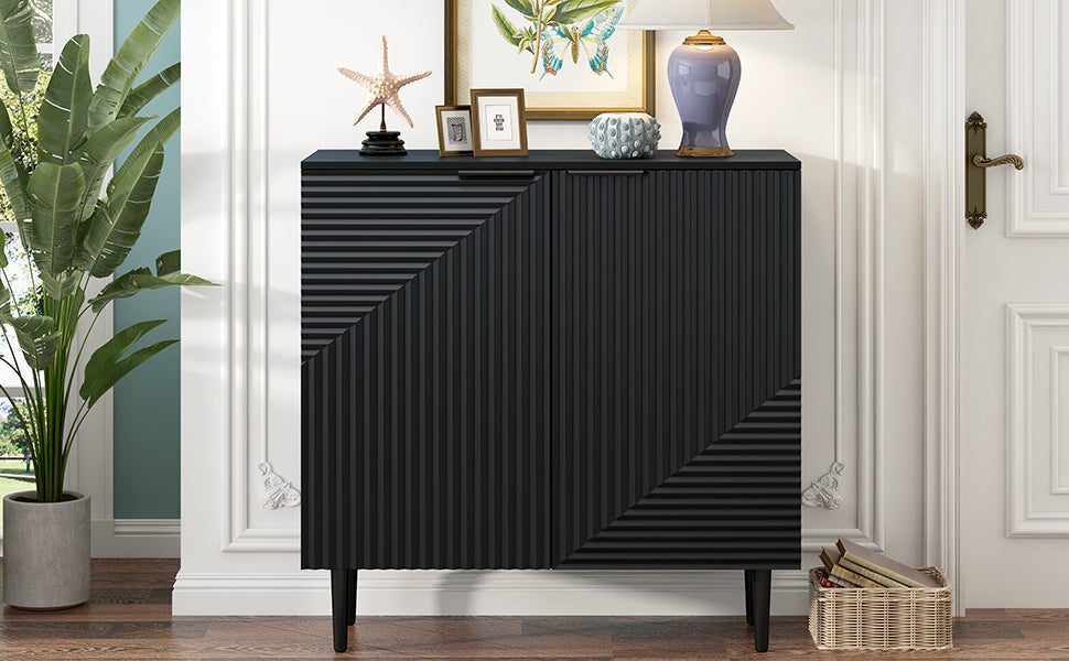 Black MDF Side Cabinet with Adjustable Shelves for Bedroom Storage for Living Room