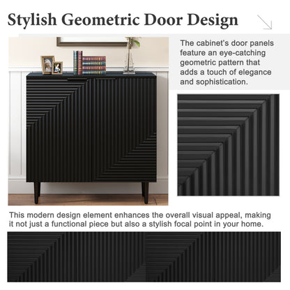 Black MDF Side Cabinet with Adjustable Shelves for Bedroom Storage for Living Room