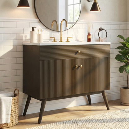 36 Inch Dark Brown Bathroom Vanity with Storage