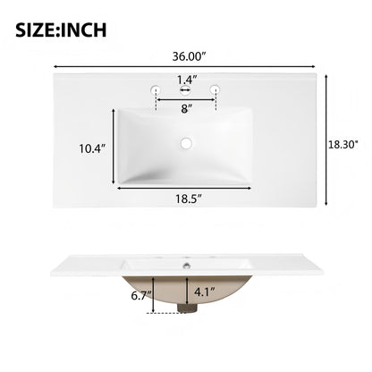 36 Inch Dark Brown Bathroom Vanity with Storage