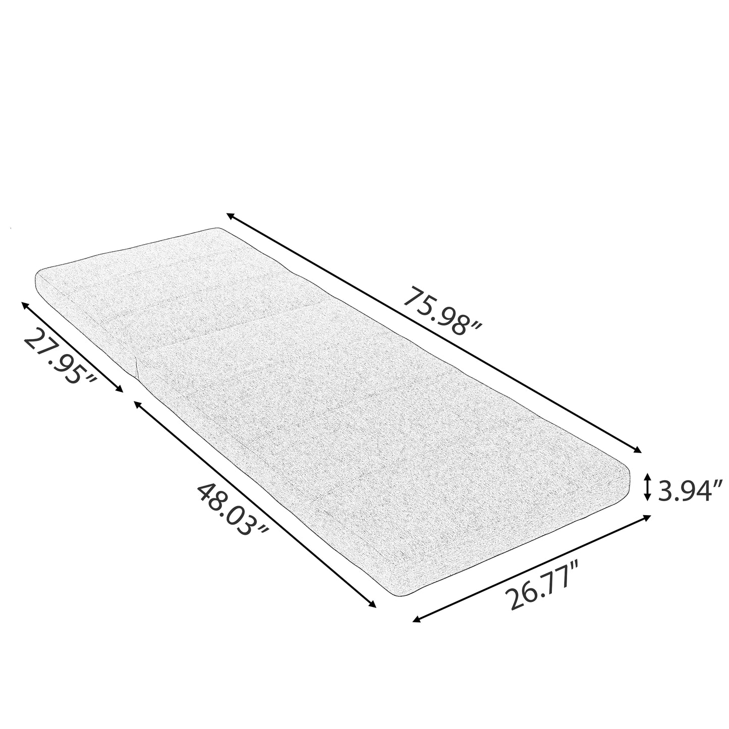 Grey Outdoor Chaise Lounge Cushion with Removable Cover