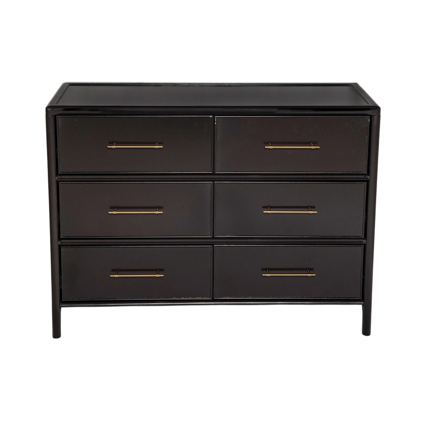 Dark Brown Acacia Storage Cabinet - 6 Drawers, Large Size