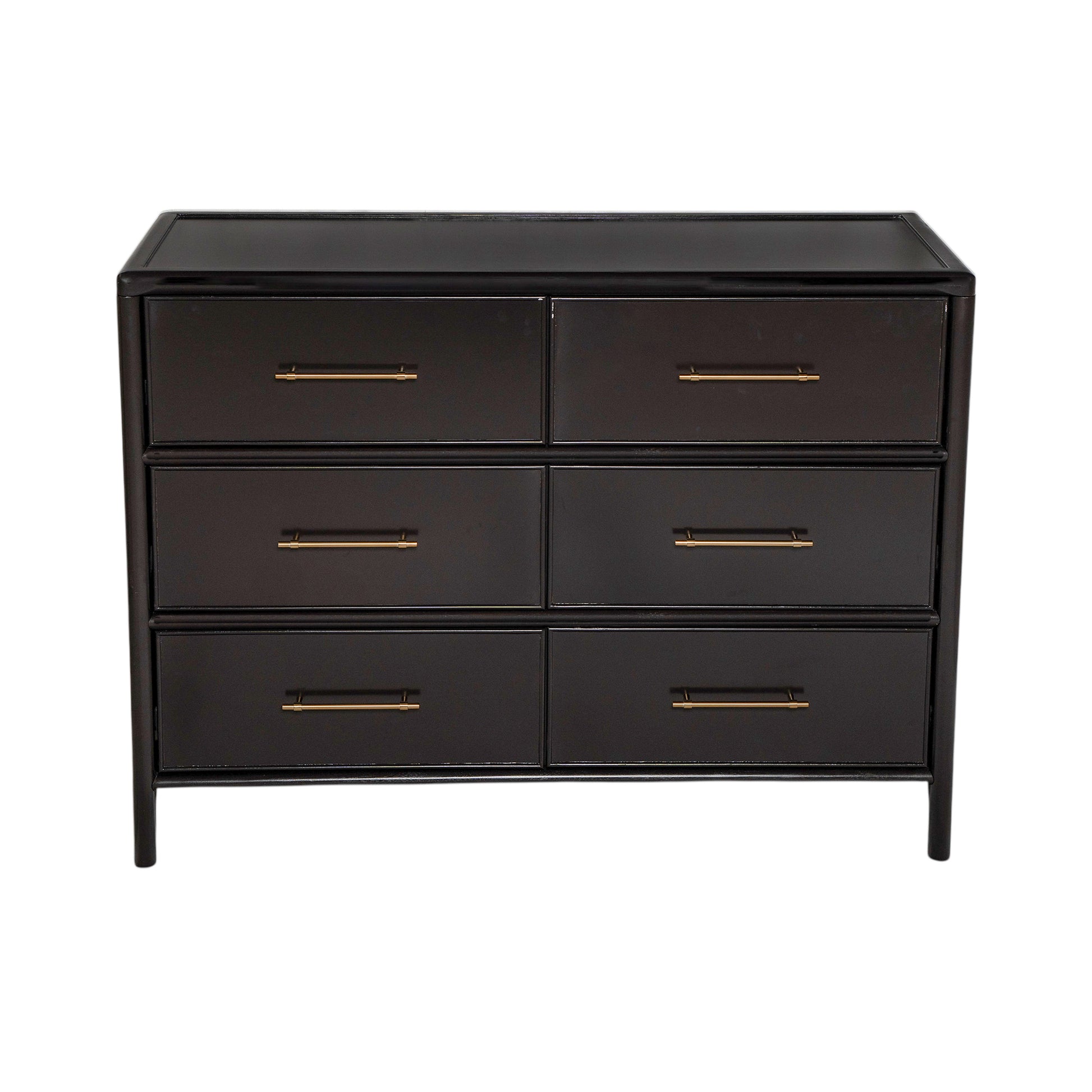 Dark Brown Acacia Storage Cabinet - 6 Drawers, Large Size