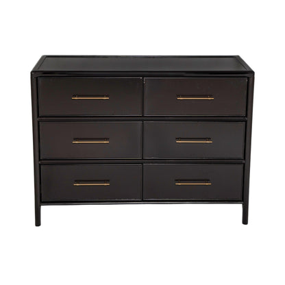 Dark Brown Acacia Storage Cabinet - 6 Drawers, Large Size