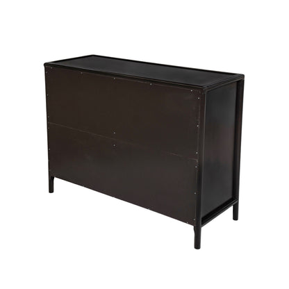 Dark Brown Acacia Storage Cabinet - 6 Drawers, Large Size