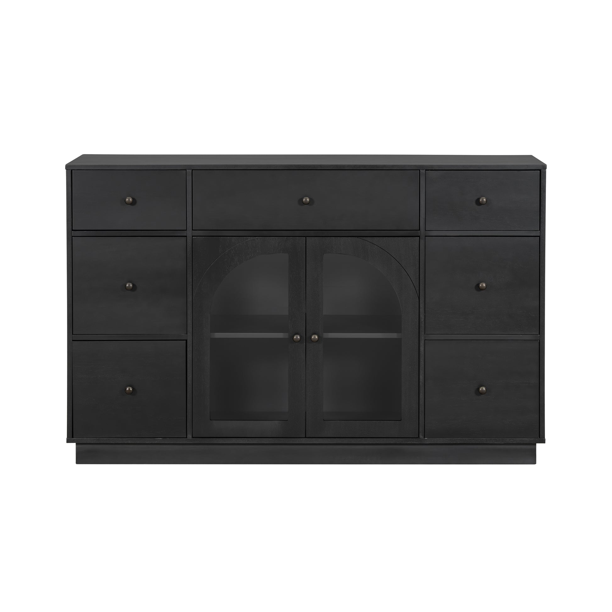 Black Accent Chest Cabinet - 55.1" Storage for Living Room