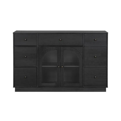 Black Accent Chest Cabinet - 55.1" Storage for Living Room