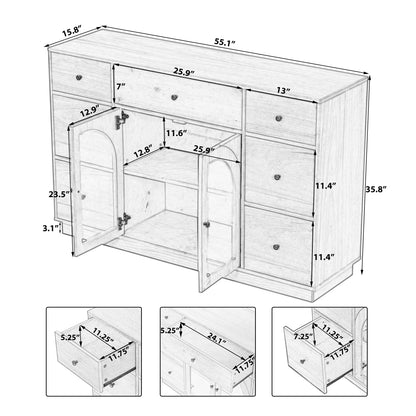 Black Accent Chest Cabinet - 55.1" Storage for Living Room