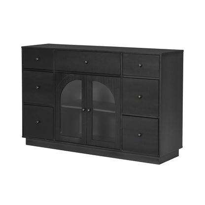 Black Accent Chest Cabinet - 55.1" Storage for Living Room