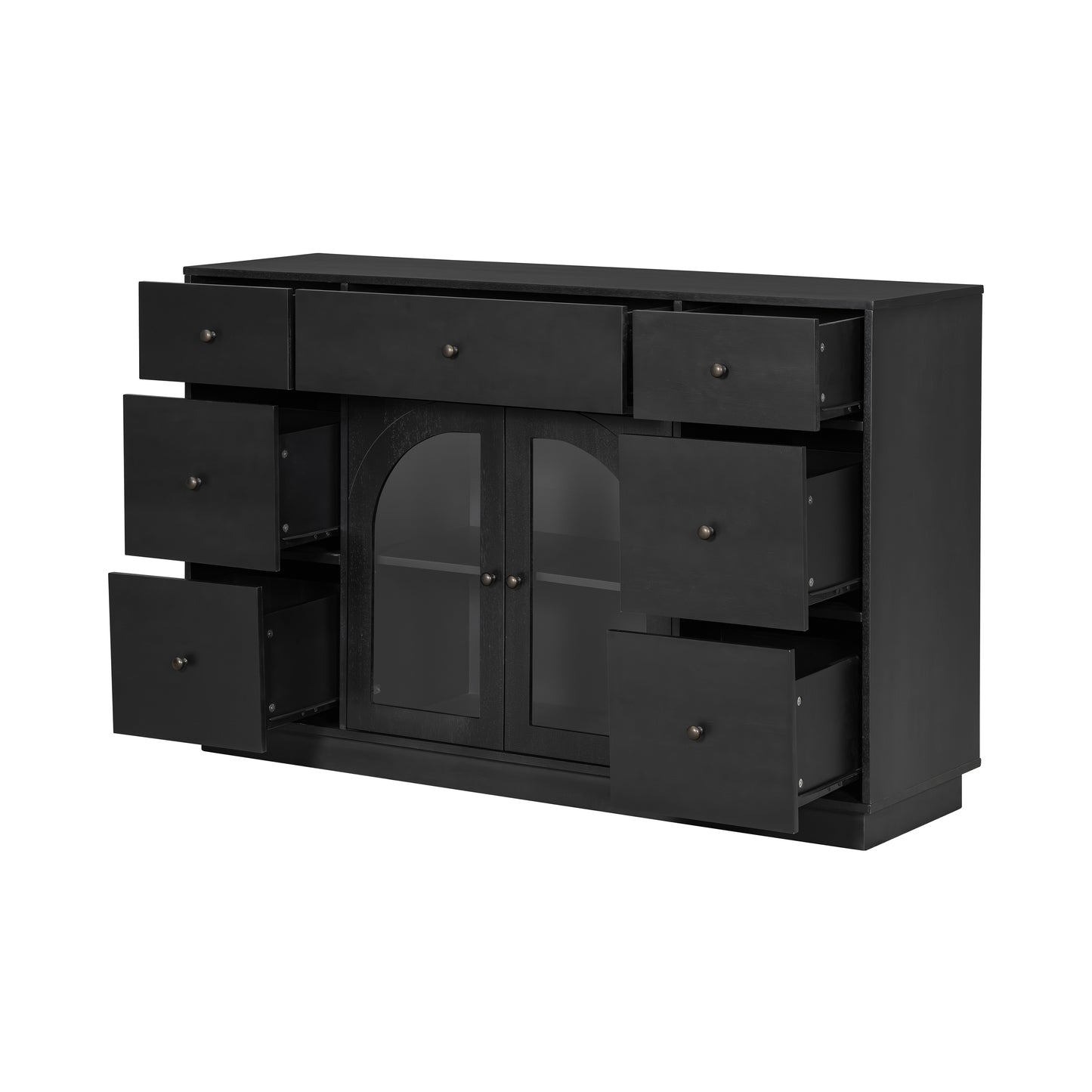 Black Accent Chest Cabinet - 55.1" Storage for Living Room