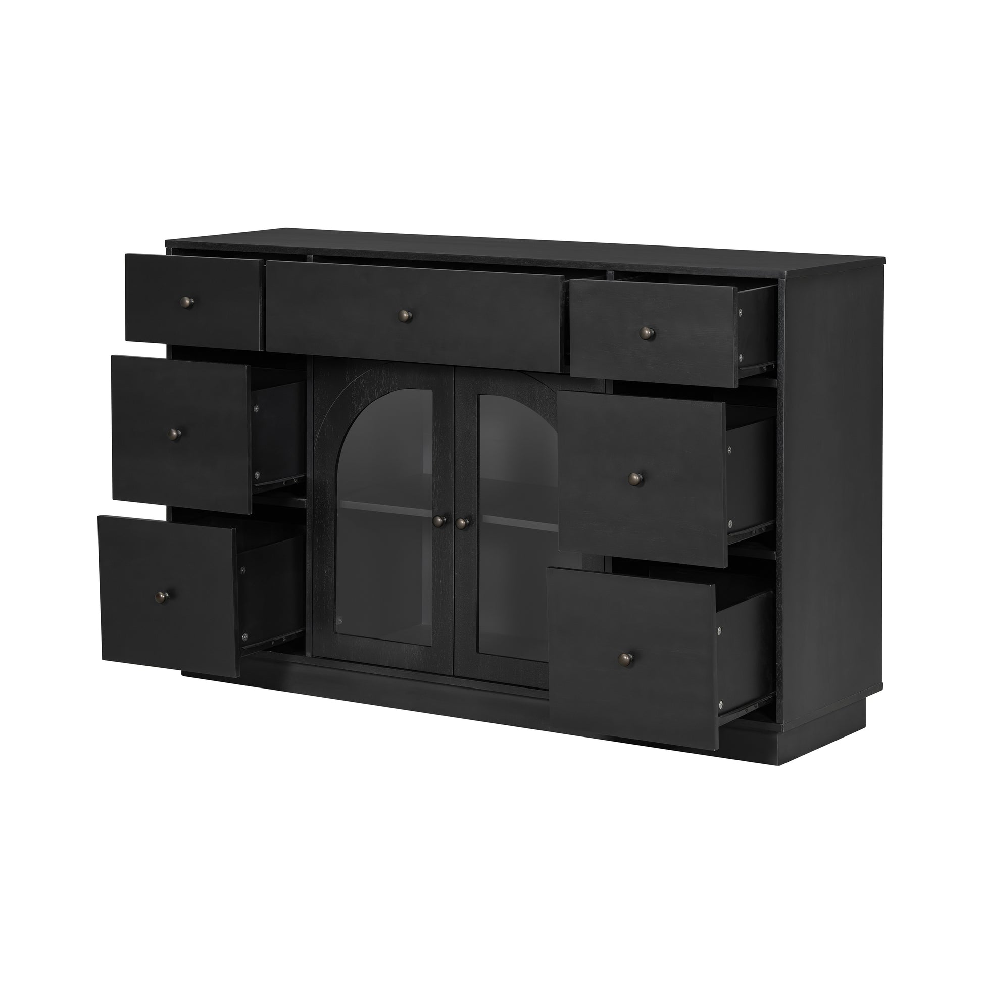 Black Accent Chest Cabinet - 55.1" Storage for Living Room