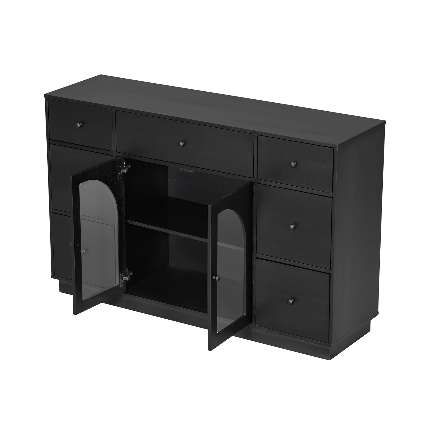 Black Accent Chest Cabinet - 55.1" Storage for Living Room