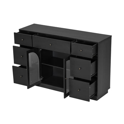 Black Accent Chest Cabinet - 55.1" Storage for Living Room