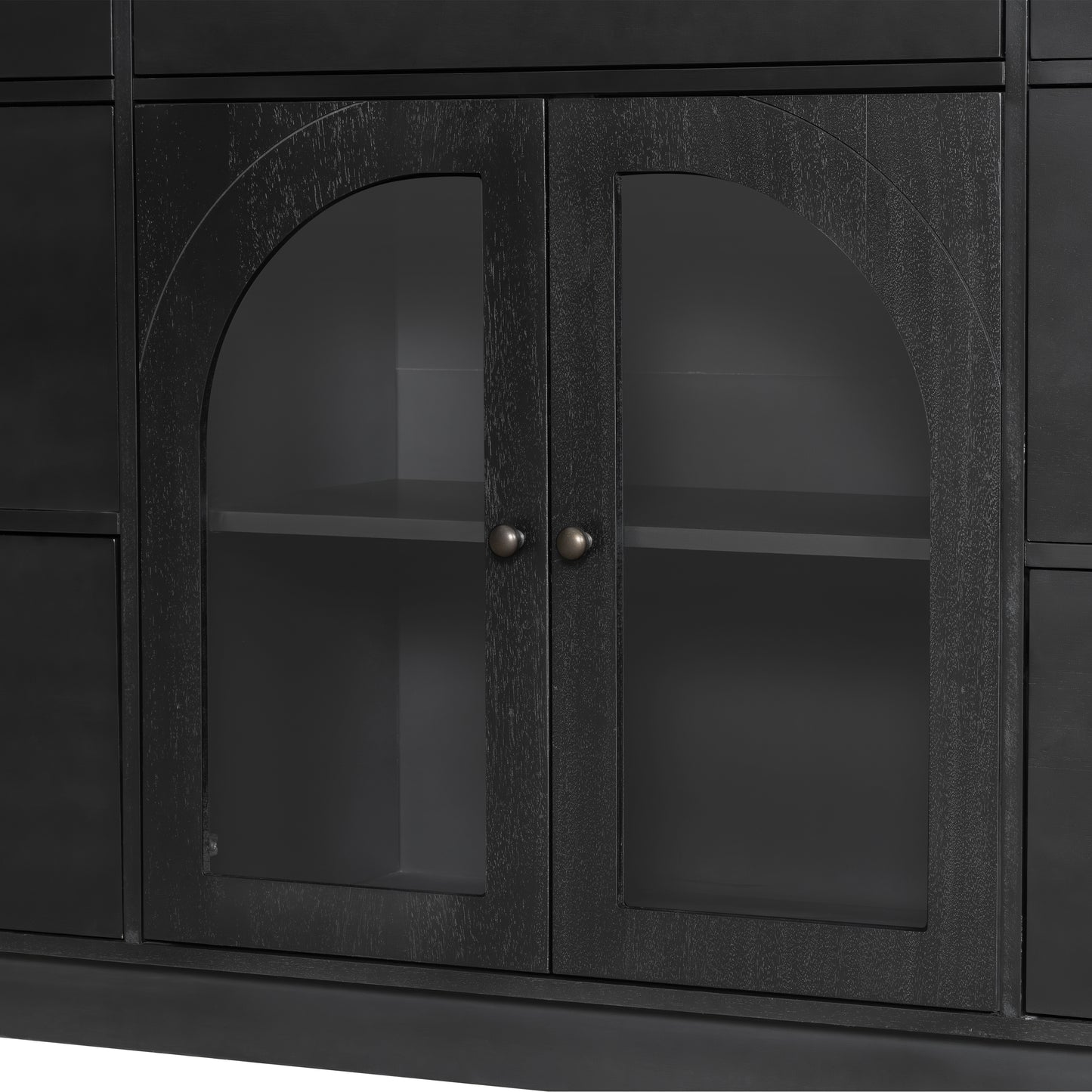 Black Accent Chest Cabinet - 55.1" Storage for Living Room