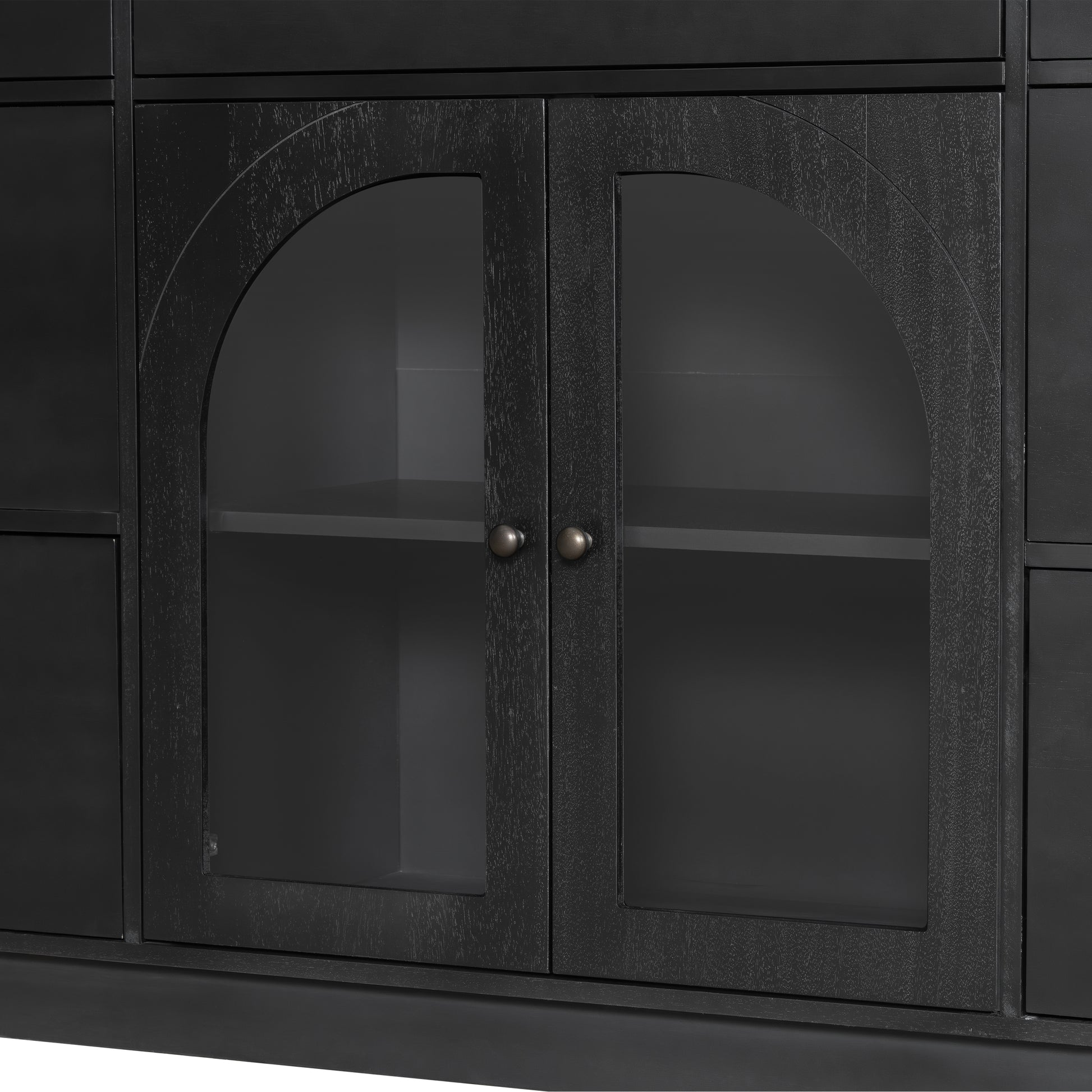 Black Accent Chest Cabinet - 55.1" Storage for Living Room
