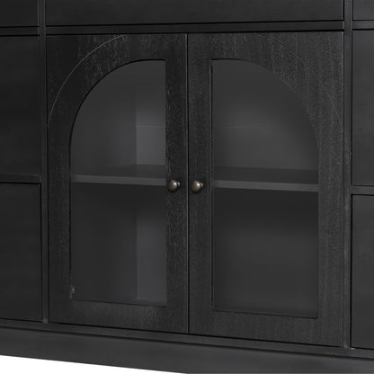 Black Accent Chest Cabinet - 55.1" Storage for Living Room