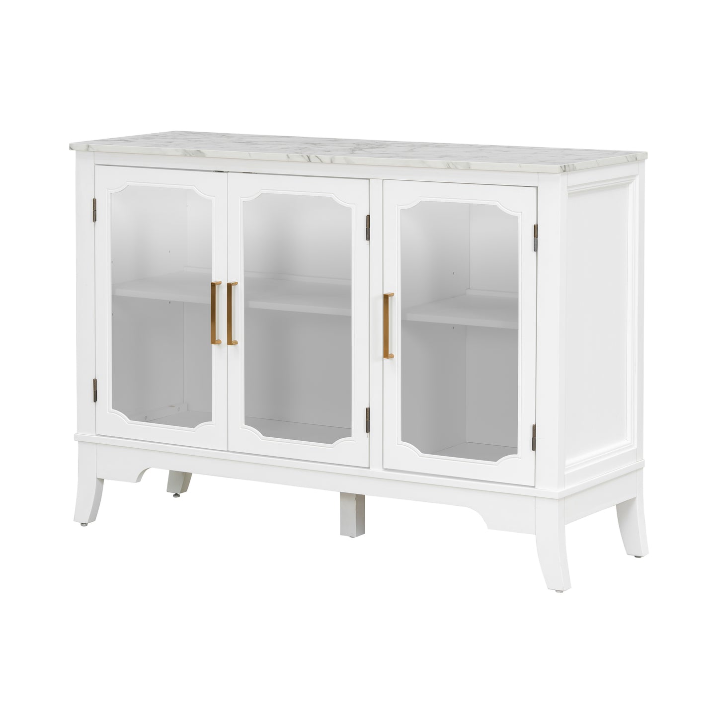 Ancient White Storage Cabinet - 3 Shelves, Large Capacity