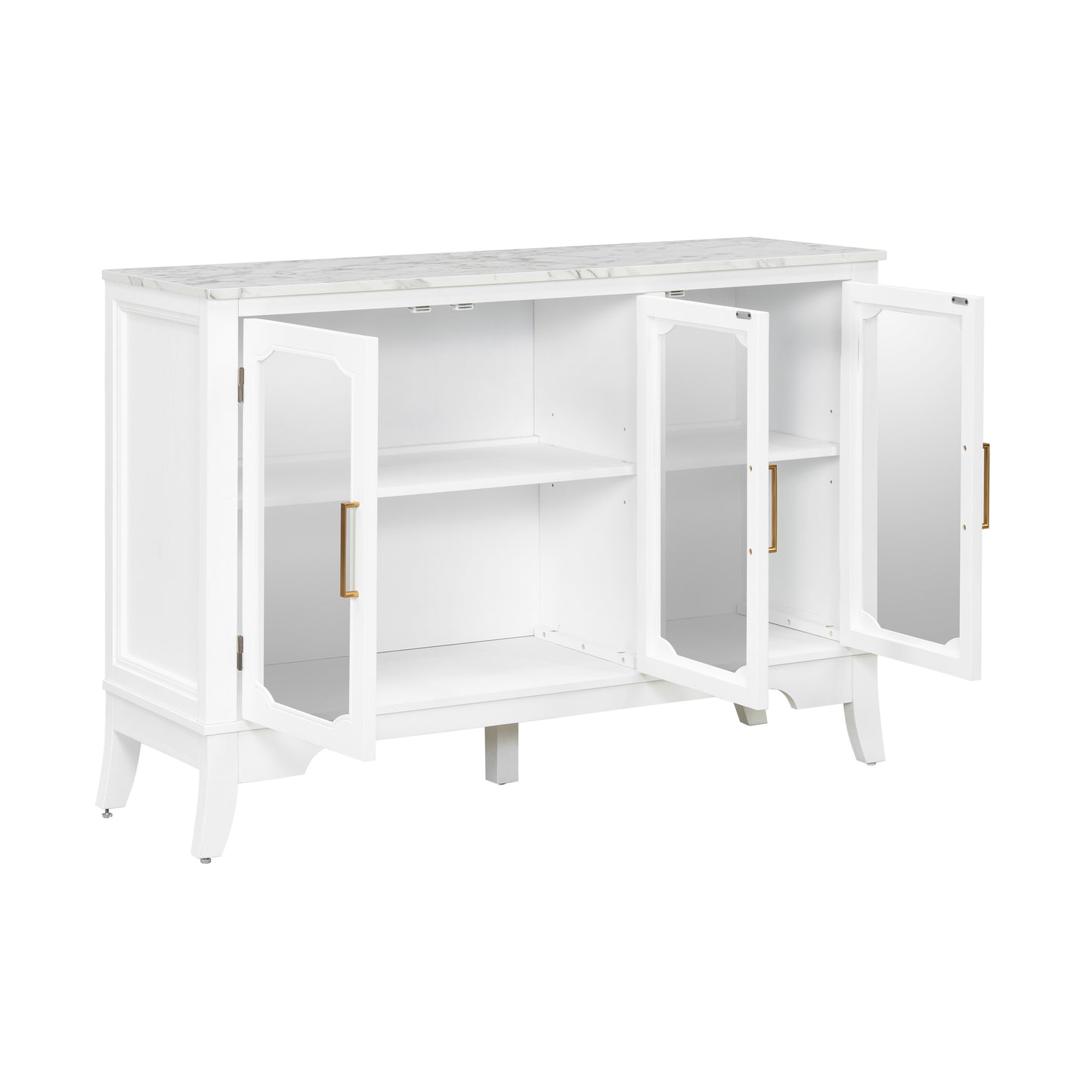 Ancient White Storage Cabinet - 3 Shelves, Large Capacity