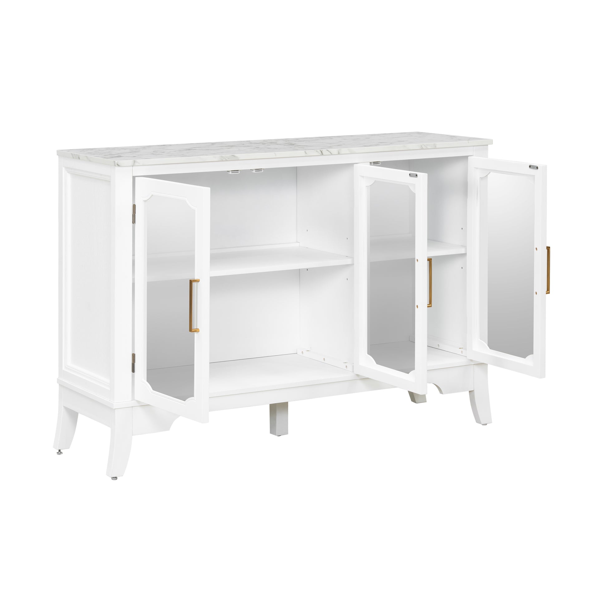 Ancient White Storage Cabinet - 3 Shelves, Large Capacity