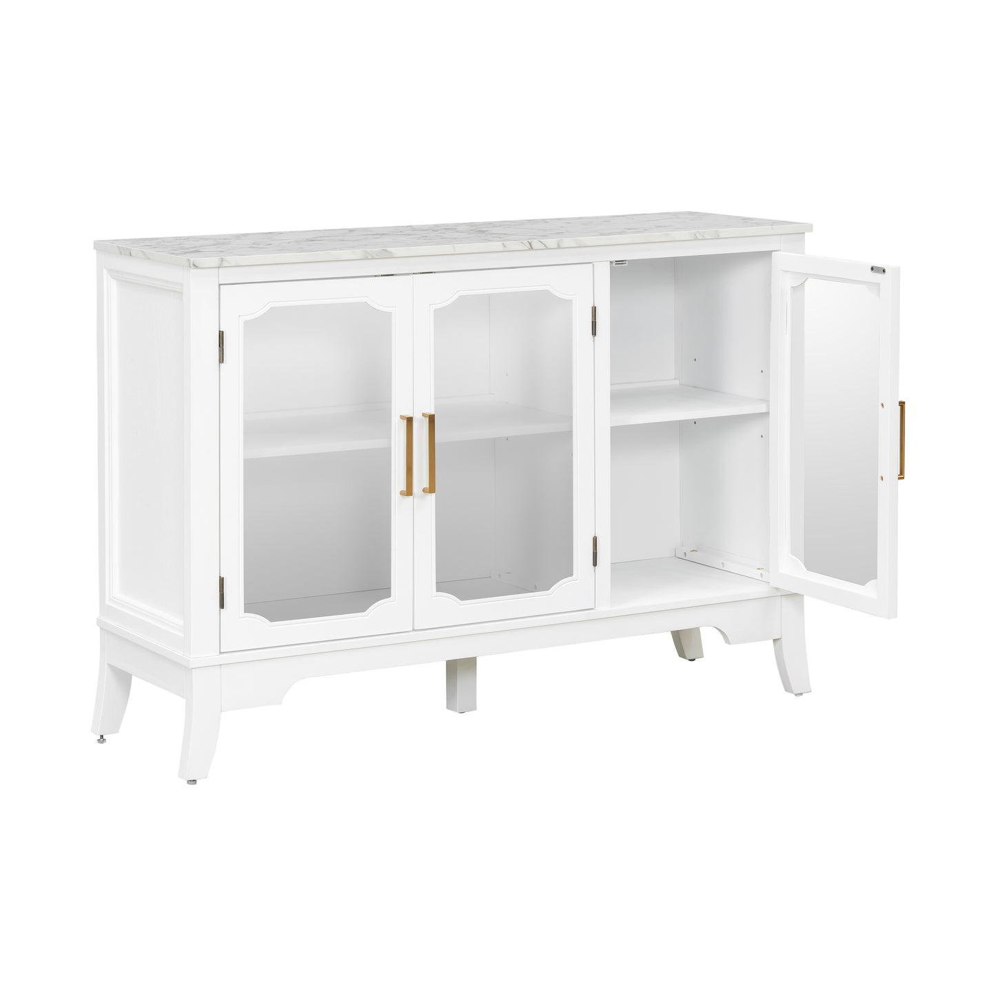 Ancient White Storage Cabinet - 3 Shelves, Large Capacity