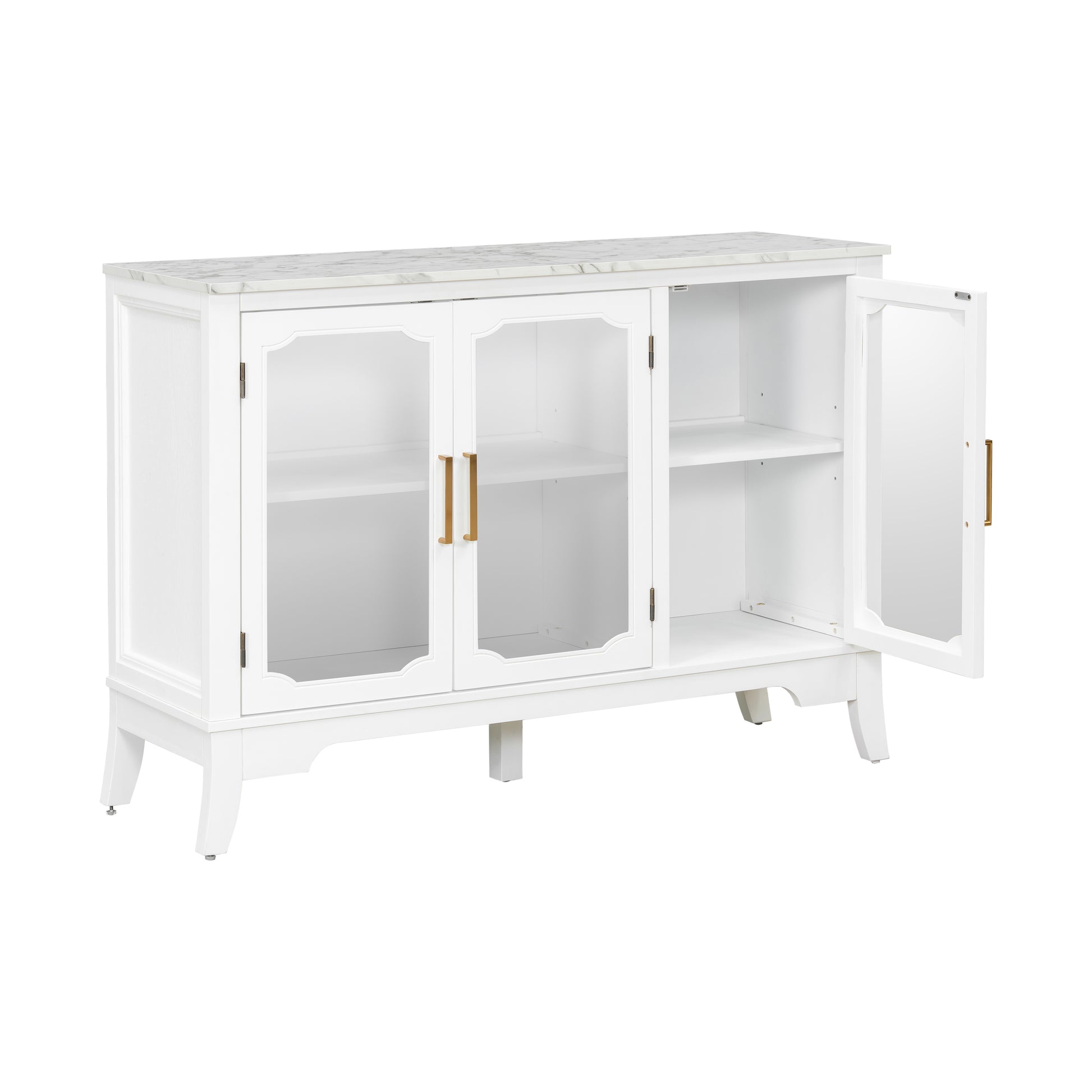 Ancient White Storage Cabinet - 3 Shelves, Large Capacity