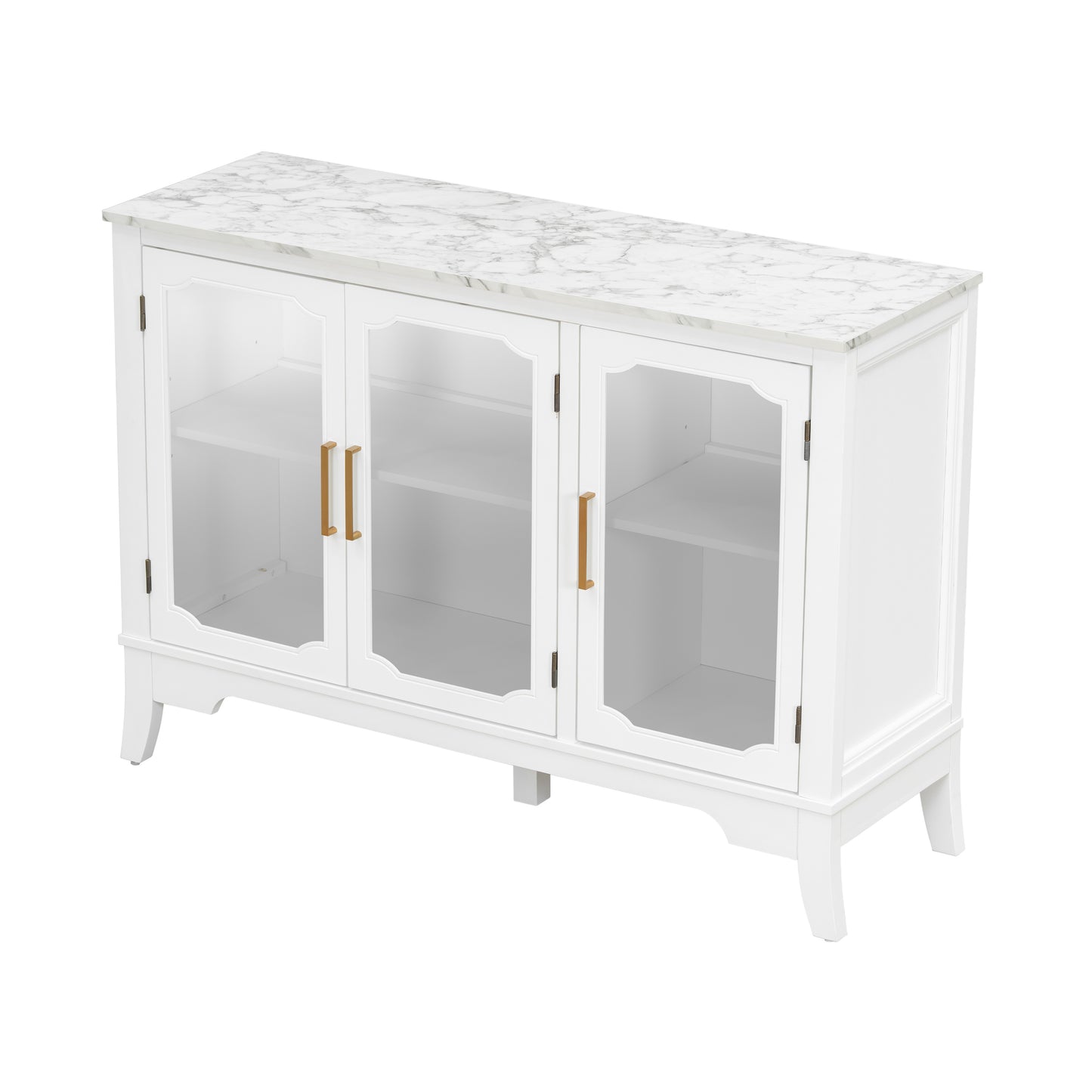 Ancient White Storage Cabinet - 3 Shelves, Large Capacity