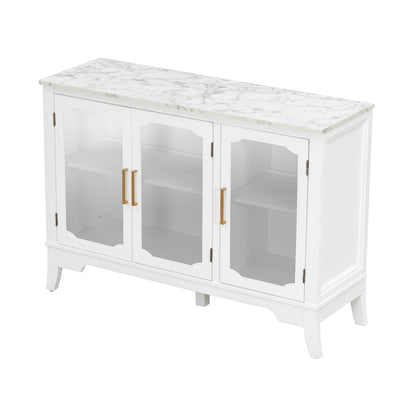 Ancient White Storage Cabinet - 3 Shelves, Large Capacity