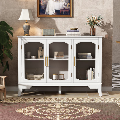 Storage cabinet in the entrance to the living and dining room, large storage space, 3 doors, stylish style, white