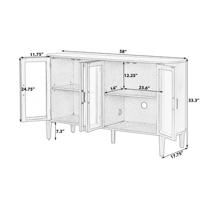 Black Pine Storage Cabinet - 58" Entryway Cabinet