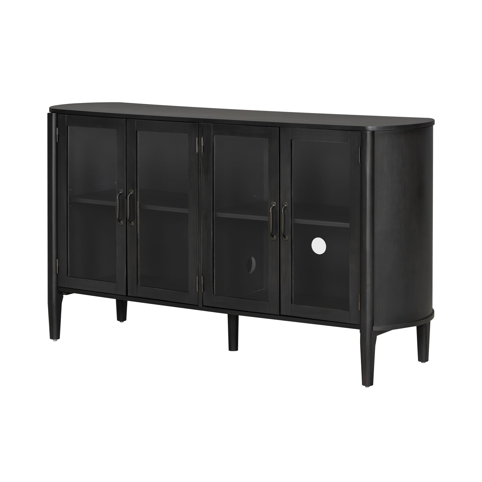 Black Pine Storage Cabinet - 58" Entryway Cabinet