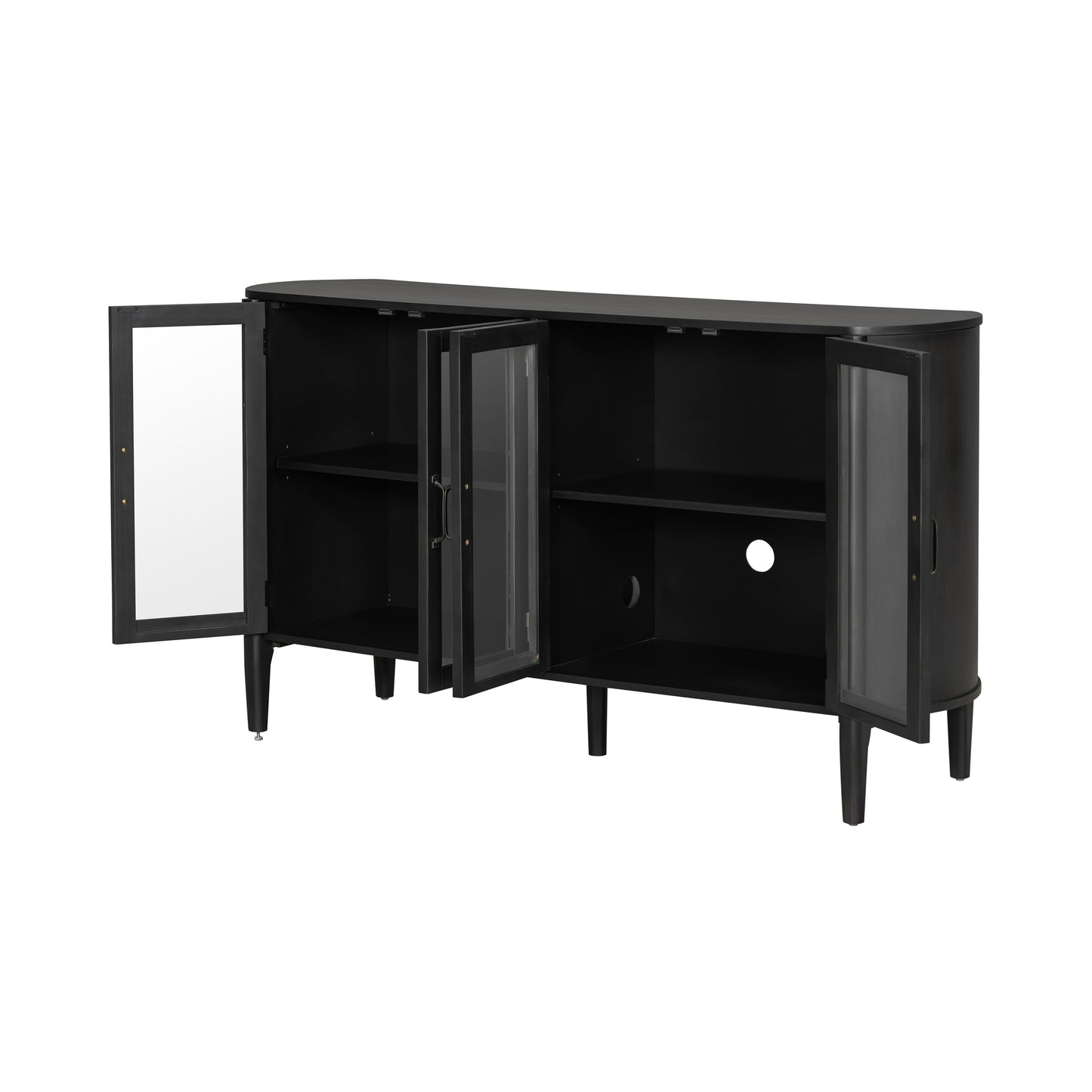 Black Pine Storage Cabinet - 58" Entryway Cabinet