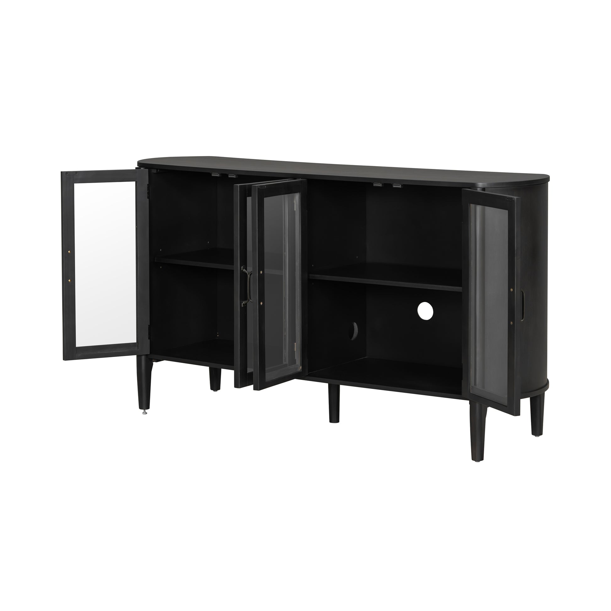 Black Pine Storage Cabinet - 58" Entryway Cabinet