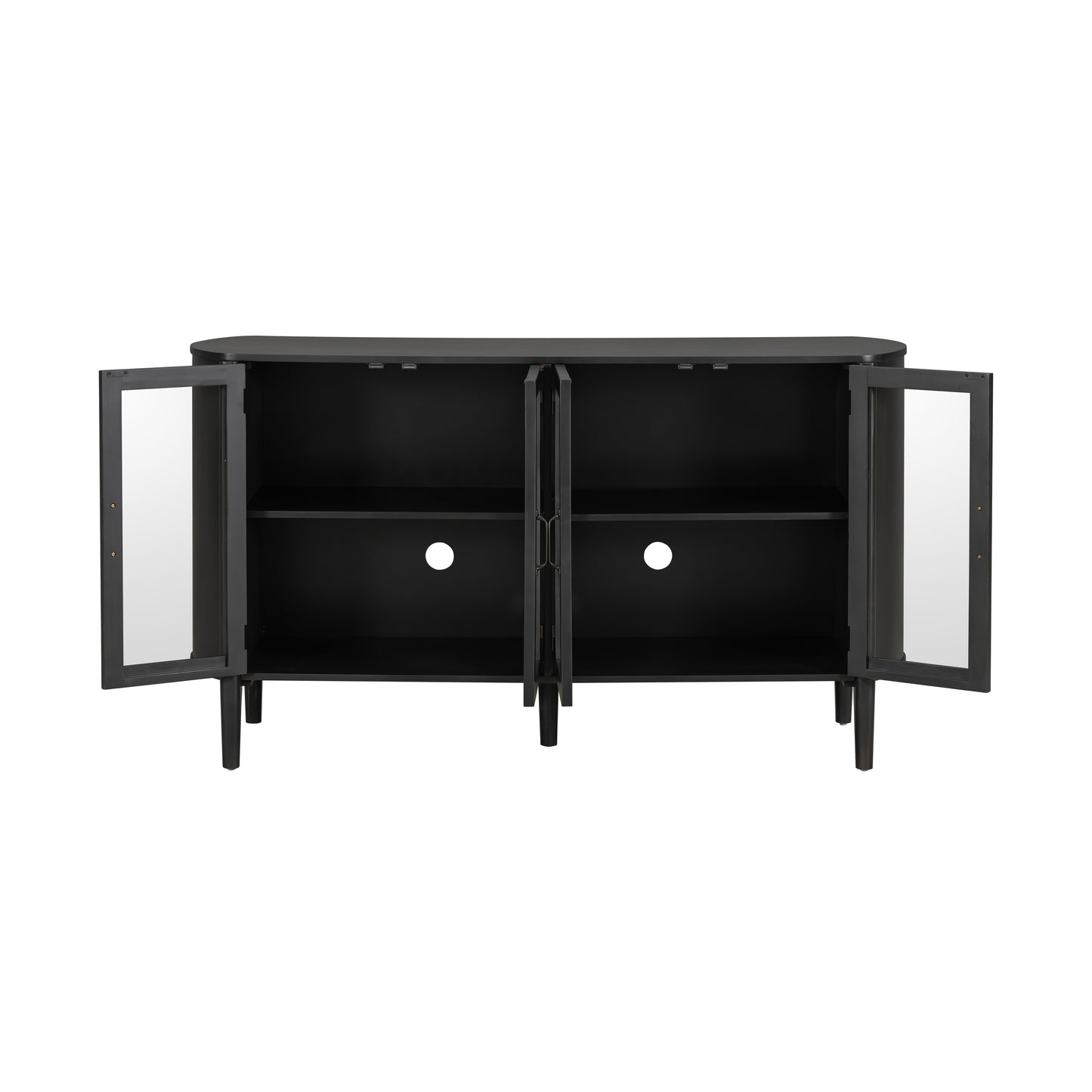 Black Pine Storage Cabinet - 58" Entryway Cabinet