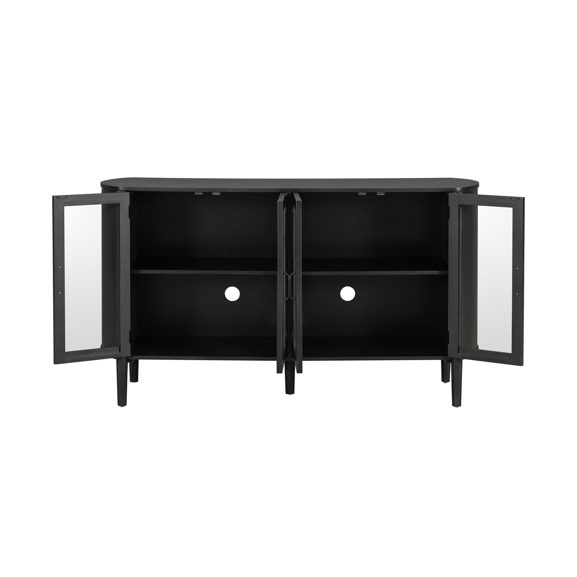 Black Pine Storage Cabinet - 58" Entryway Cabinet