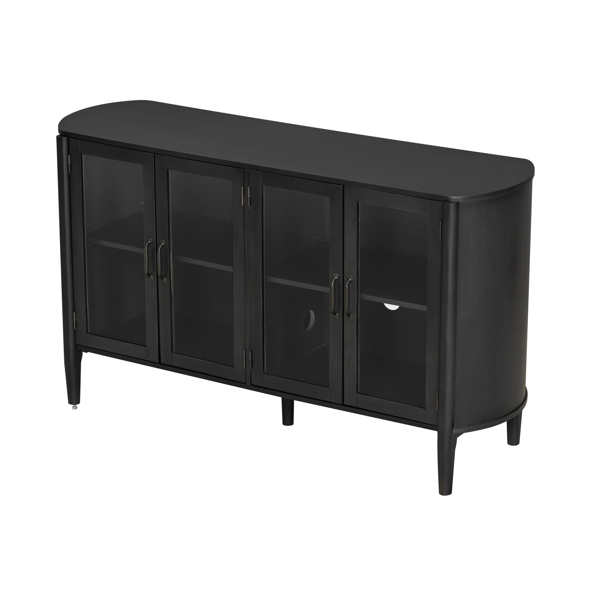 Black Pine Storage Cabinet - 58" Entryway Cabinet