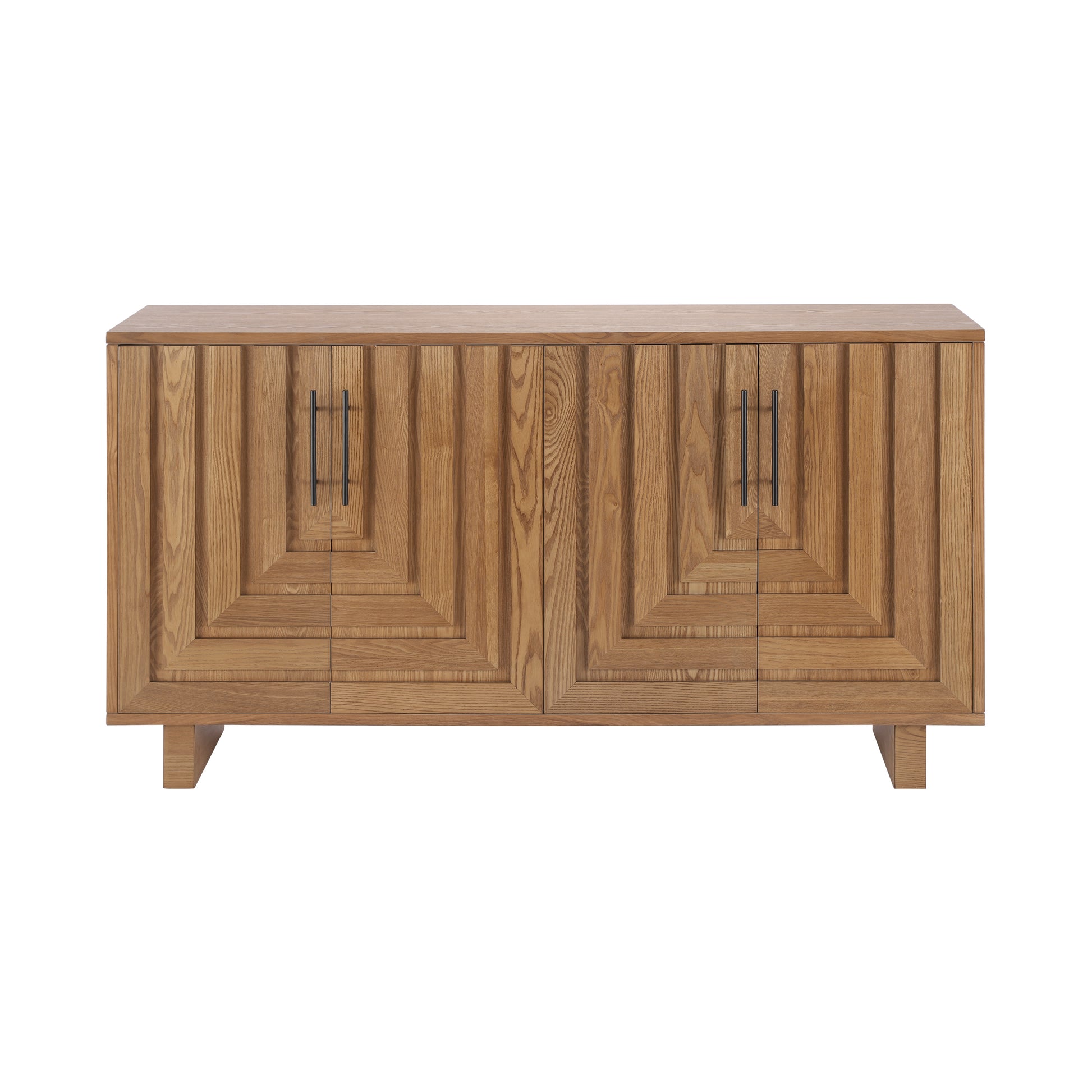 Natural MDF Sideboard Buffet - 59" Dining Storage Cabinet
