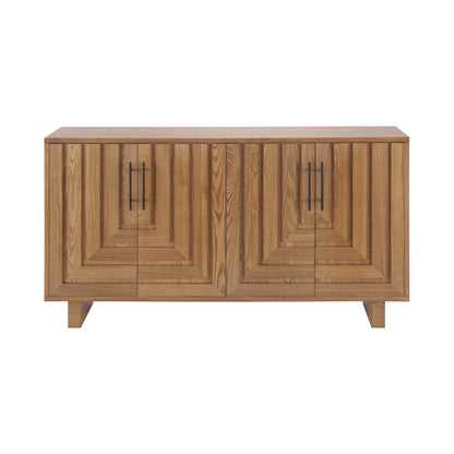 Natural MDF Sideboard Buffet - 59" Dining Storage Cabinet