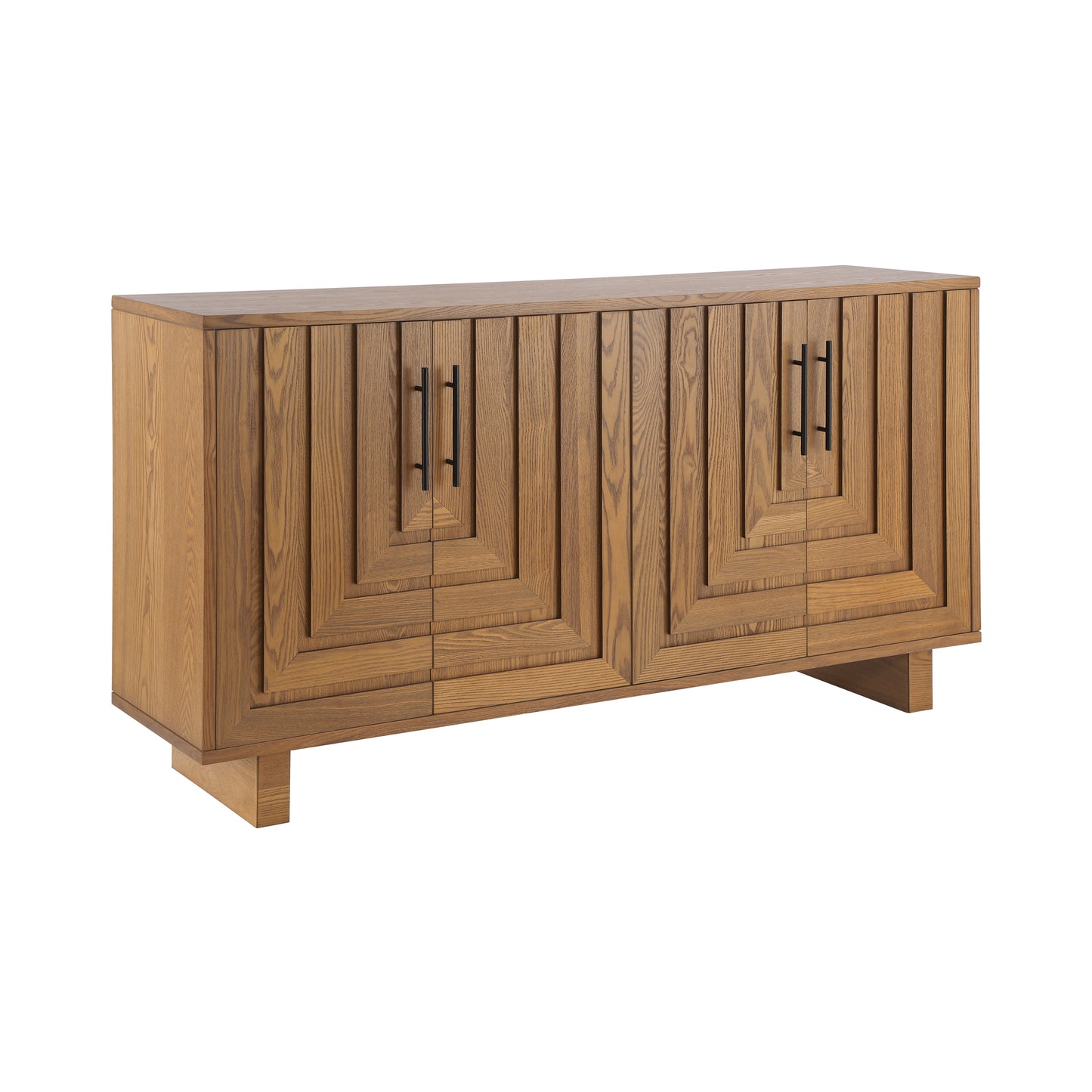 Natural MDF Sideboard Buffet - 59" Dining Storage Cabinet